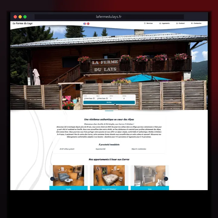 Réalisation DWIS : La Ferme du Lays – Site web · Location de vacances aux Carroz